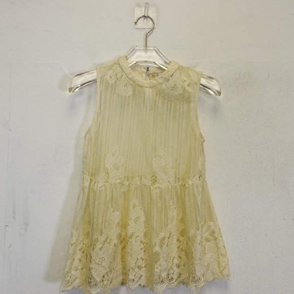 Arizona Jeans Top Womens Small Beige Lace See Through Tank Sleeveless Sheer Boho - Picture 1 of 7